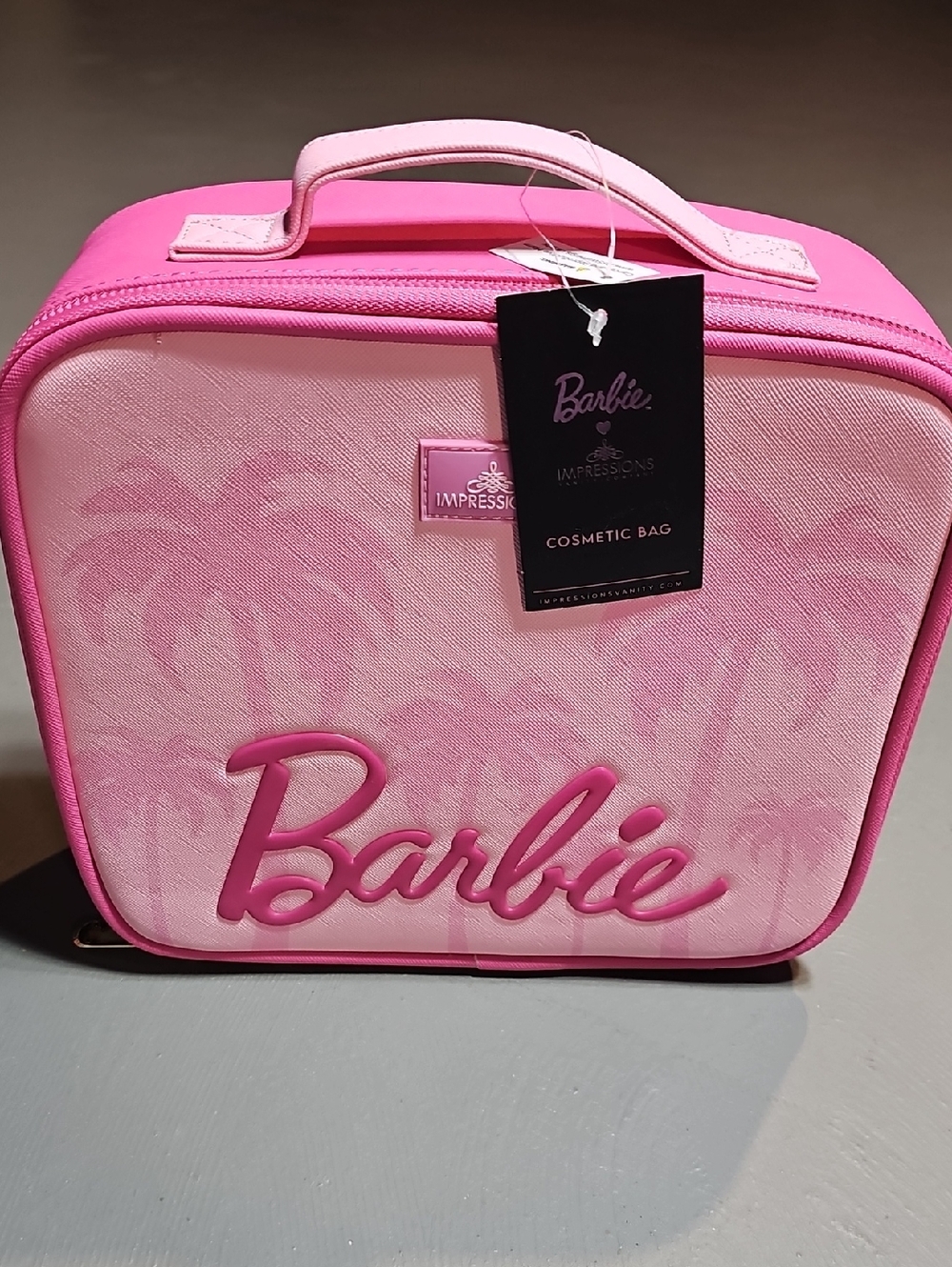 Barbie Impressions Vanity Travel Case Pink Palm Trees Cosmetics Vacation